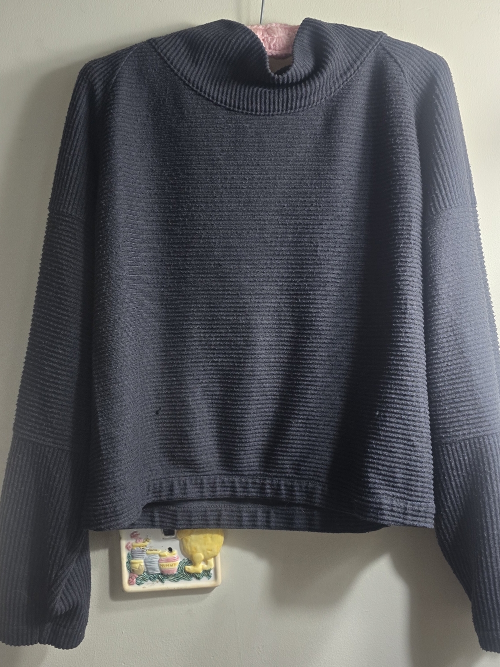 Prana Navy Ribbed Scoop-Neck Sweater